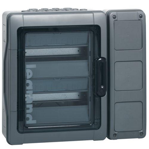 Legrand 414034 Plexo3 DC védett elosztó 24 modul, 2 sor, átlátszó ajtóval, IP65, falon kívüli, 432x340x161mm