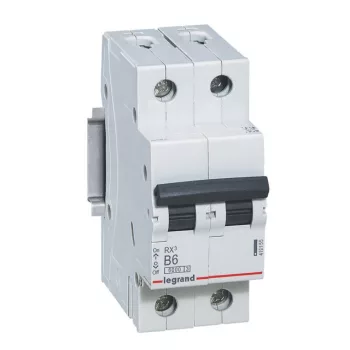   Legrand, RX3, 419155, Kismegszakító 2P,6A, B karakterisztika, 6 kA, RX3 (Legrand 419155)
