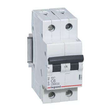   Legrand, RX3, 419221, Kismegszakító 2P,6A, C karakterisztika, 6 kA, RX3 (Legrand 419221)