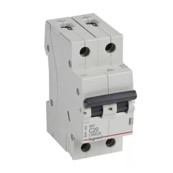   Legrand, RX3, 419225, Kismegszakító 2P,20A, C karakterisztika, 6 kA, RX3 (Legrand 419225)
