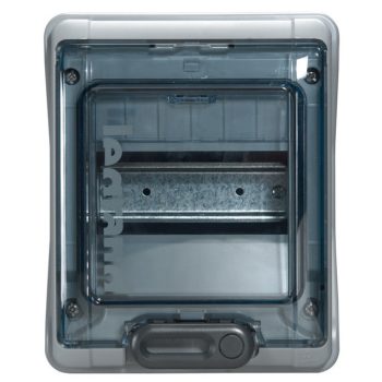   Legrand 601976 Plexo3 védett elosztó 6 modul, 1 sor, átlátszó ajtóval, IP65, PE és N sínnel, falon kívüli, 200x164x116mm