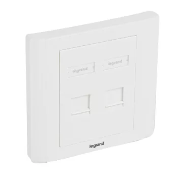   Legrand 632795 Linkeo süllyesztett szerelvény 2xRJ45 keystone port fogadására egyenes fehér burkolattal és kerettel címketartóval ( Legrand 632795 )