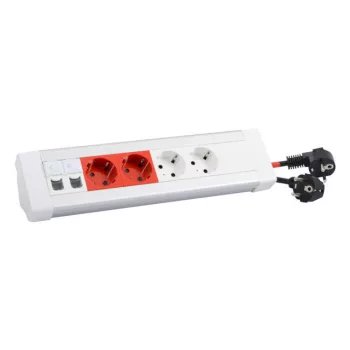   Legrand 653563 Asztali elosztósor 2x2P+F, 2x2 P+F piros, reteszelt csatlakozóaljzat, 2x RJ 45 Cat.6 UTP 1 modulos aljzat, előszerelt ( Legrand 653563 )