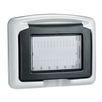   Legrand 680633 Plexo 55 keret membrános csapófedéllel, 3 modulos, Program Mosaichoz, szürke ( Legrand 680633 )