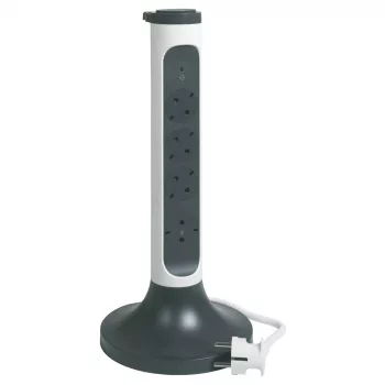   Legrand 694505 Elosztótorony, 4x2P+F, túlfeszültség-védelemmel, 2 m vezetékkel, fehér/fekete (Legrand 694505)