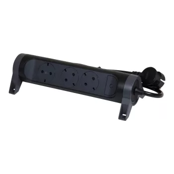   Legrand 694528 Elosztósor Premium 3x2P+F forgatható, 1,5 m vezetékkel, fekete (Legrand 694528)