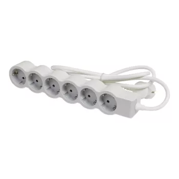   Legrand 694557 Elosztósor Standard 6x2P+F, 1,5 m vezetékkel, fehér-szürke (Legrand 694557)
