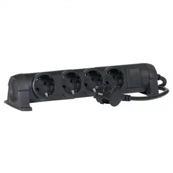   Legrand 4x2P+F elosztósor CON, 1,5m vezetékkel, fekete ( Legrand 694604 )