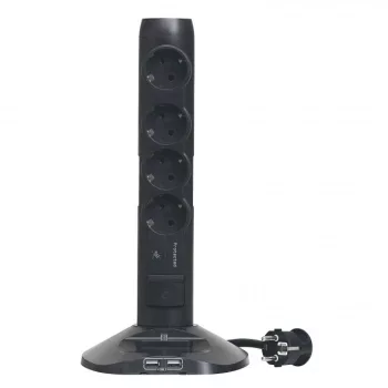   Legrand 694619 Elosztóoszlop, 4x2P+F, 2xUSB, 1xmicroUSB, tf, 2 m vezetékkel fekete ( Legrand 694619 )