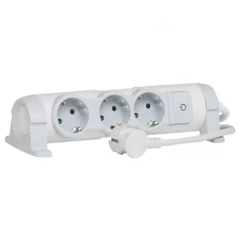   Legrand 694622 Hármas hosszabbító 3 méteres kábellel kapcsolóval fehér-szürke , Komfort (Legrand 694622)