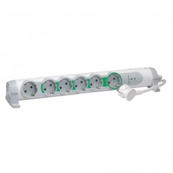   Legrand 694648 Hatos hosszabbító 1.5 méteres kábellel kapcsoló nélkül, túlfeszültség védelemmel, fehér-szürke , Master-slave változat, Komfort (Legrand 694648)