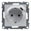 Legrand SUNO 721329 földelt csatlakozóaljzat (dugalj), 2P+F, USB-C töltőaljzattal, alumínium burkolattal, rugós bekötés, keret nélkül, süllyesztett, 16A 250V IP20