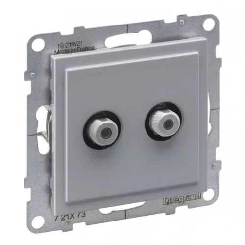 Legrand SUNO 721373 Kettós TV (F típus), IP20, alumínium, süllyesztett