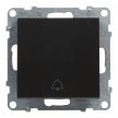 Legrand SUNO 721413 egypólusú nyomó (N101), fekete burkolattal, csengőjellel, rugós bekötés, keret nélkül, süllyesztett, 6A 250V IP20