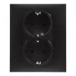 Legrand SUNO 721426 földelt csatlakozóaljzat (dugalj), biztonsági zsaluval, 2x2P+F, fekete burkolattal, rugós bekötés, kerettel, süllyesztett, 16A 250V IP20