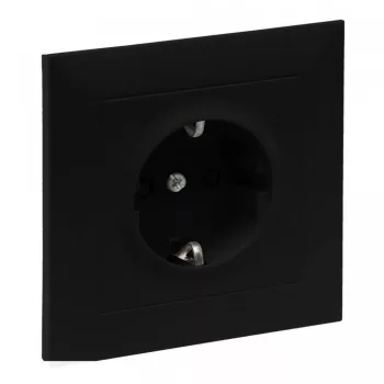   Legrand SUNO 721428 földelt csatlakozóaljzat (dugalj), 2P+F, fekete burkolattal, csavaros bekötés, kerettel, süllyesztett, 16A 250V IP20