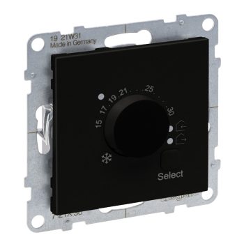   Legrand SUNO 721436 Elektronikus szobatermosztát, fekete burkolattal, csavaros bekötés, keret nélkül, süllyesztett, 8A 250V IP20
