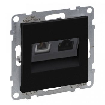   Legrand SUNO 721460 kombinált csatlakozóaljzatok 1xRJ45 (UTP Cat6) + 1xRJ11 (telefon), fekete burkolattal, keret nélkül