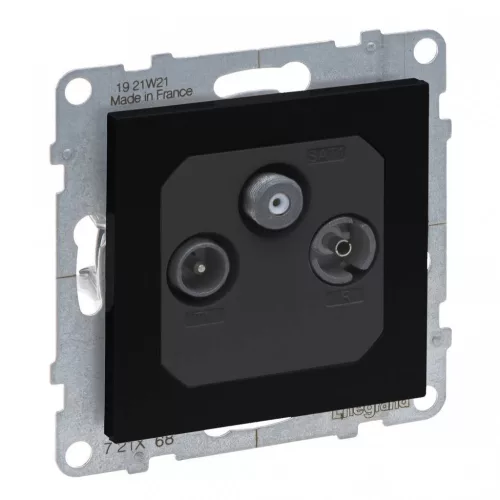 Legrand SUNO 721468 TV-R-SAT aljzat, IP20, fekete, süllyesztett