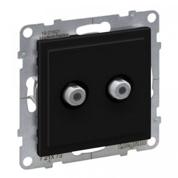   Legrand SUNO 721473 csillagpontos Kettós TV (F típus) csatlakozóaljzat , fekete burkolattal, keret nélkül