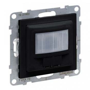   Legrand SUNO 721476 Mozgásérzékelős kapcsoló, 3 - 250 W (izzó, halogén, LED) 120°, 2 vezetékes, fekete burkolattal, keret nélkül, süllyesztett, IP20