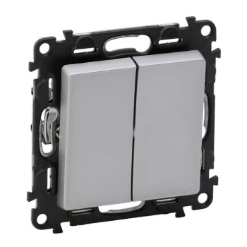 Legrand Valena Life 752308 dupla váltókapcsoló (106+6), 10 A, IP20, alumínium, süllyesztett
