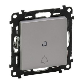   Legrand Valena Life 752316 váltóérintkezős nyomó (N106), aluminium burkolattal keret nélkül, süllyesztett, csengőjellel, jelzőfénnyel 10A 250V (Legrand 752316)