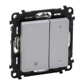   Legrand Valena Life 752362 nyomógombos fényerőszabályzó, 2 vezetékes - minden lámpatípushoz, aluminium burkolattal keret nélkül, süllyesztett 10A 250V (Legrand 752362)