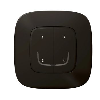   Legrand Netatmo 752868 Valena Allure okos szcenárió kapcsoló (távvezérlő) Home + Control alkalmazásban beállított 4 db egyedi szcenárió indítására; díszítőkerettel, elemmel és kétoldalú ragasztóval szállítva fekete