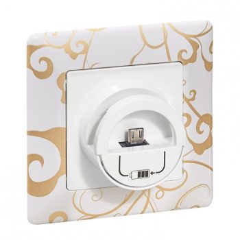   Legrand 753011 Valena Life USB töltőaljzat micro USB dokkolóval, beépített tápegységgel - 5 V - 1500 mA, burkolattal, fehér ( Legrand 753011 )