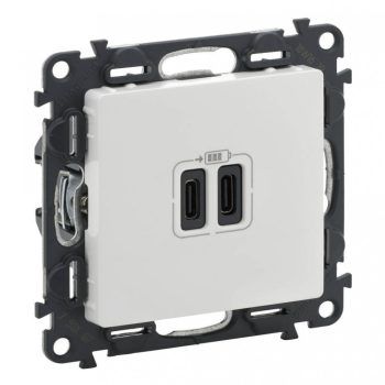   Legrand 753107 Valena Life Töltőaljzat Kettős USB C-típusú csatlakozóval, 5V–3A–15W, Túlfesz-védelem >1kW, Class II SELV, Fehér ( Legrand 753107 )