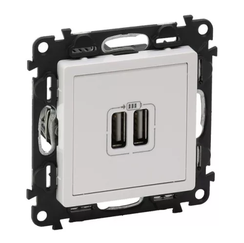 Legrand Valena Life 753112 USB töltőaljzat, 3 A, IP40, fehér, süllyesztett
