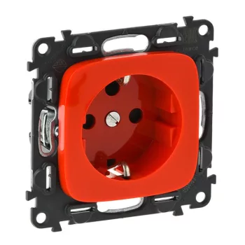   Legrand 753132 Valena Allure 2P+F aljzat gyv, reteszelt, burkolattal, Piros ( Legrand 753132 )