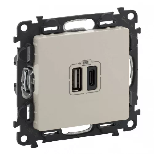Legrand Valena Life 753206 USB töltőaljzat, 3 A, IP40, elefántcsont, süllyesztett