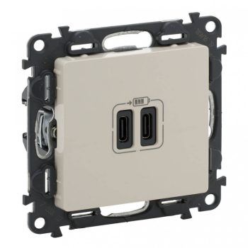   Legrand 753207 Valena Life Töltőaljzat Kettős USB C-típusú csatlakozóval, 5V–3A–15W, Túlfesz-védelem >1kW, Class II SELV, Elefántcsont ( Legrand 753207 )