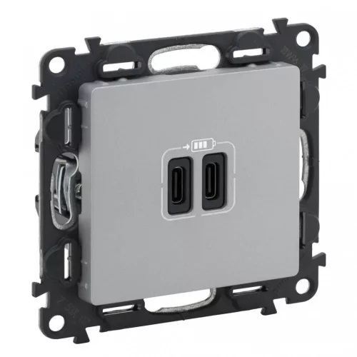 Legrand Valena Life 753307 USB töltőaljzat, 3 A, IP40, alumínium, süllyesztett
