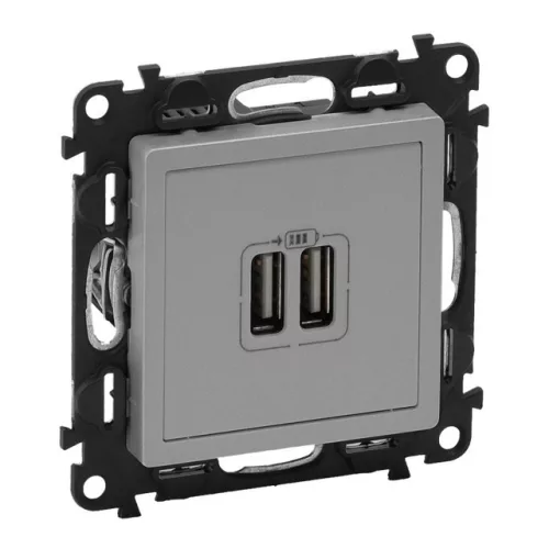 Legrand Valena Life 753312 USB töltőaljzat, 3 A, IP40, alumínium, süllyesztett