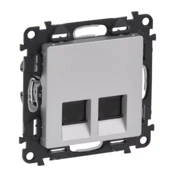   Legrand Valena life 753341 Informatikai csatlakozóaljzat 2xRJ45 Cat5e UTP aluminium burkolattal keret nélkül (Legrand 753341)