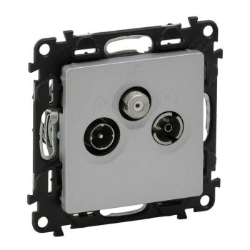   Legrand Valena Life 753352 csillagpontos TV-Rádió-SAT csatlakozóaljzat 1,5 dB, aluminium burkolattal. keret nélkül, süllyesztett (Legrand 753352)