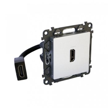   Legrand 753375 Valena Life Elővezetékelt HDMI 1.4 típusú csatlakozóaljzat, 15 cm kábellel szállítva, Alumínium ( Legrand 753375 )