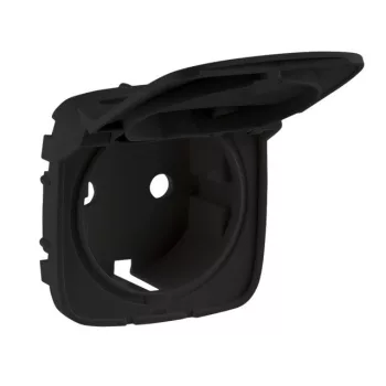   Legrand 754848 Valena Allure 2P+F csatlakozóaljzat burkolat, csapfedeles, fekete ( Legrand 754848 )