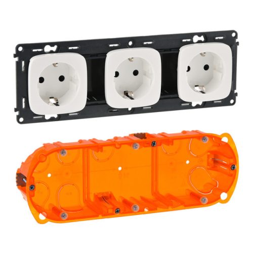Legrand 754915 Valena Allure 3x2P+F sínezett aljzat gyv, rugós, burkolattal, Fehér ( Legrand 754915 )