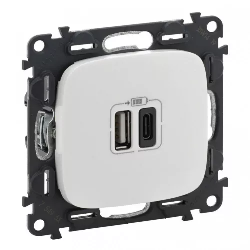 Legrand Valena Allure 754965 USB töltőaljzat, 3 A, IP40, fehér, süllyesztett