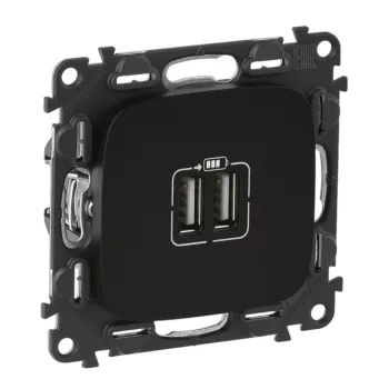   Legrand 754998 Valena Allure Kettős USB töltőaljzat, burkolattal, Fekete ( Legrand 754998 )