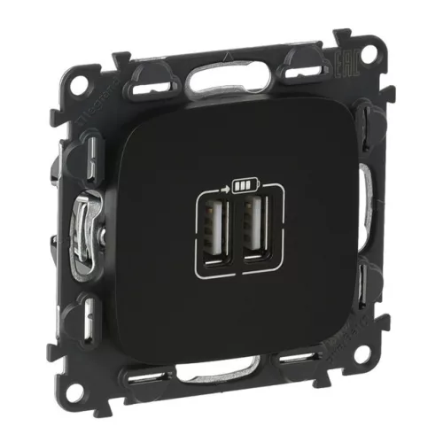 Legrand Valena Allure 754998 USB töltőaljzat, IP40, fekete, süllyesztett