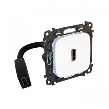   Legrand 755165 Valena Allure Elővezetékelt HDMI 1.4 típusú csatlakozóaljzat, 15 cm kábellel szállítva, Fehér ( Legrand 755165 )