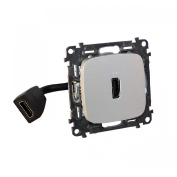   Legrand 755167 Valena Allure Elővezetékelt HDMI 1.4 típusú csatlakozóaljzat, 15 cm kábellel szállítva, Alumínium ( Legrand 755167 )