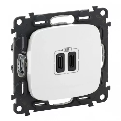 Legrand Valena Allure 755345 USB töltőaljzat, 3 A, IP40, fehér, süllyesztett