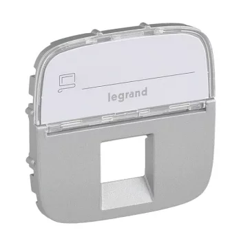   Legrand 755477 Valena Allure RJ11/RJ45 aljzat burkolat címketartóval, Alumínium ( Legrand 755477 )