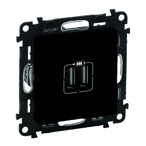 Legrand Valena Life 756312 USB töltőaljzat, 3 A, IP40, fekete, süllyesztett
